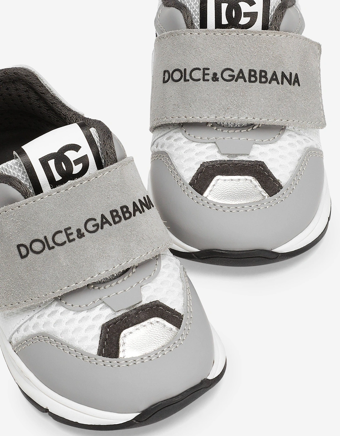 Boys Velcro Strap Logo Trainers in White