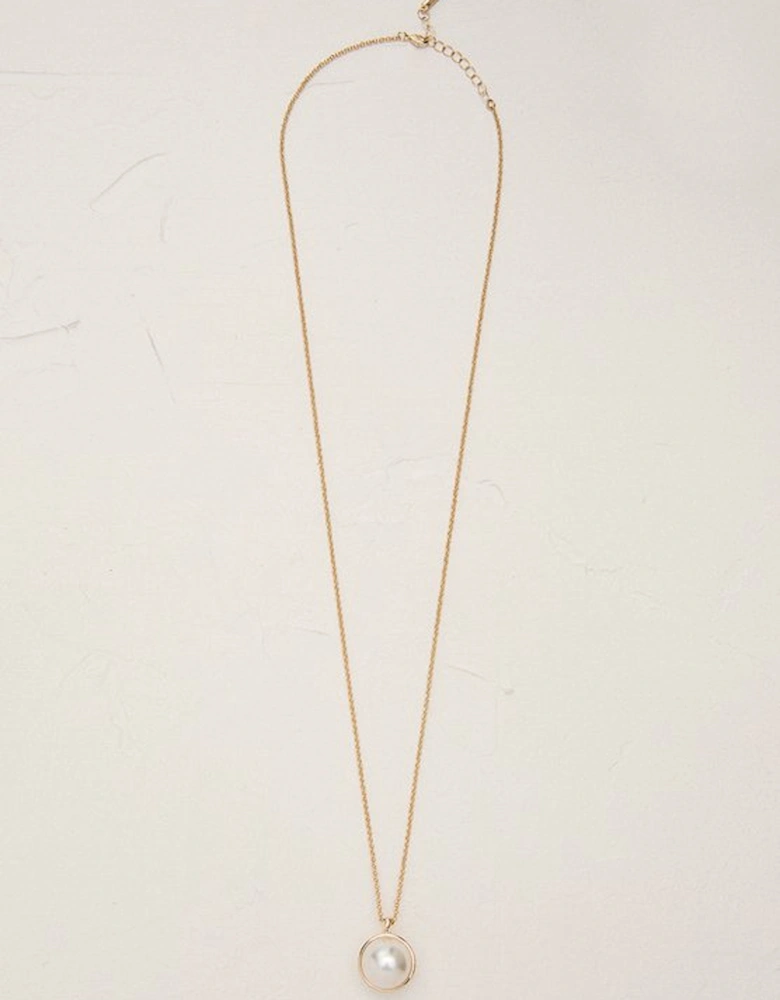 14kt Gold Plated Large Pearl Ball Pendant Necklace