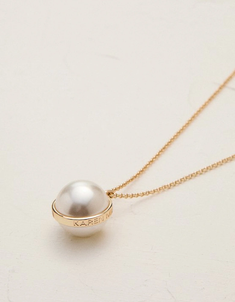 14kt Gold Plated Large Pearl Ball Pendant Necklace