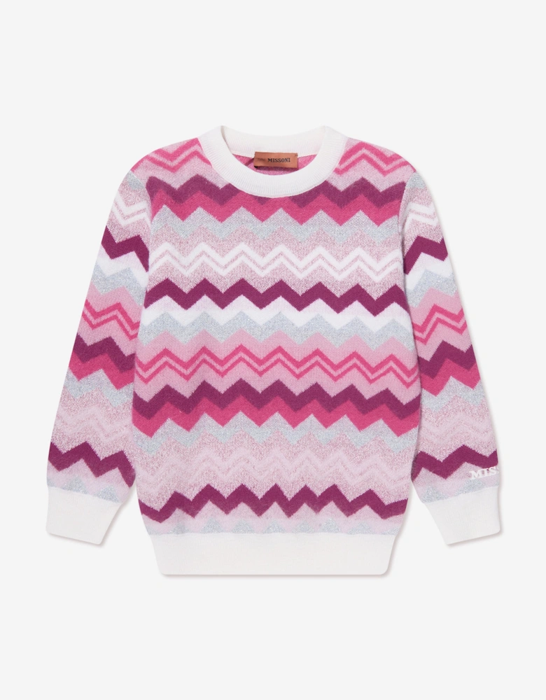 Girls Zigzag Jumper in Pink
