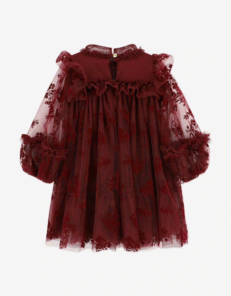 Angels Face Girls Nadiya Flock Flower Tulle Dress Red