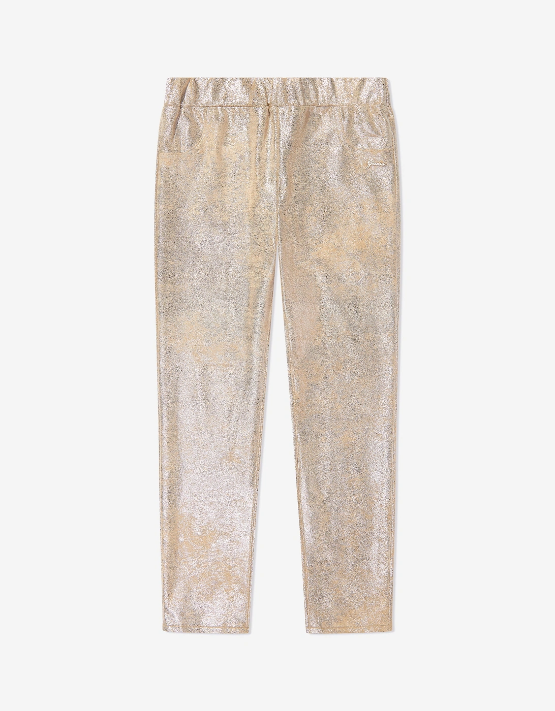 Girls Foil Suede Leggings in Gold, 5 of 4
