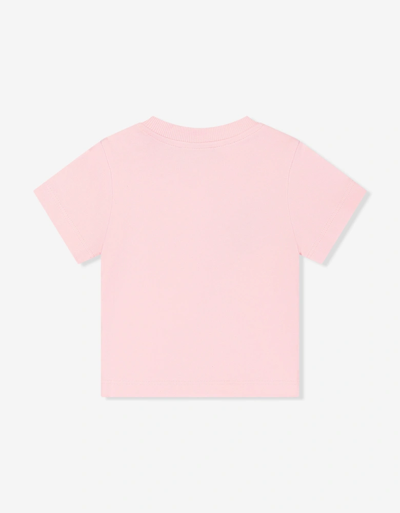 Baby Girls Teddy Bear Logo T-Shirt in Pink