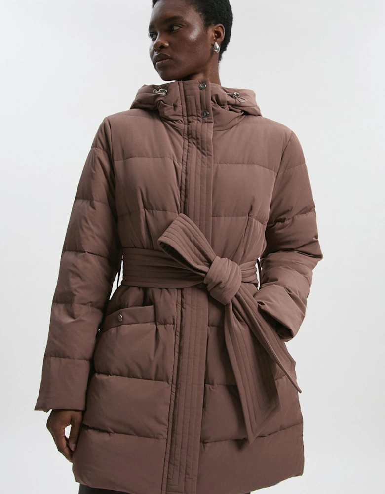 Real Down Belted Midi Coat