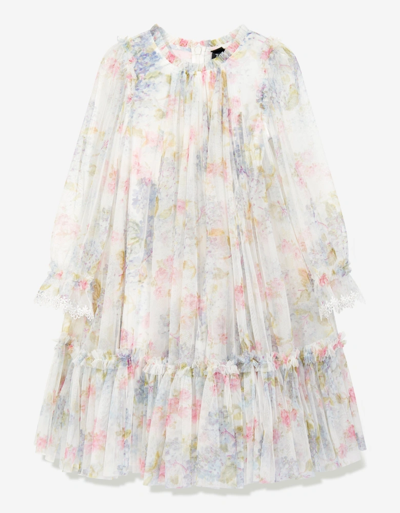 Girls Hydrangea Long Sleeve Dress in Multicolour