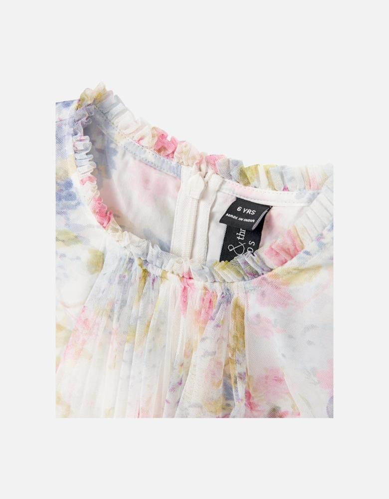 Girls Hydrangea Long Sleeve Dress in Multicolour