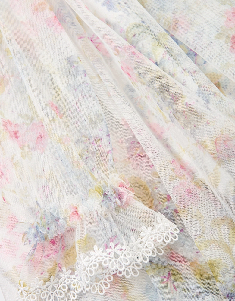 Girls Hydrangea Long Sleeve Dress in Multicolour