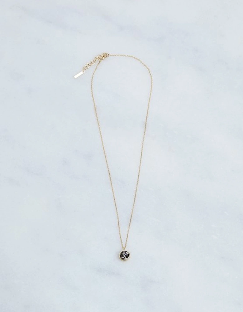 14kt Gold Plated Hand Set European Crystal Solitaire Pendant