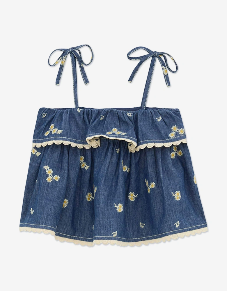 Girls Lucky Denim Top in Blue