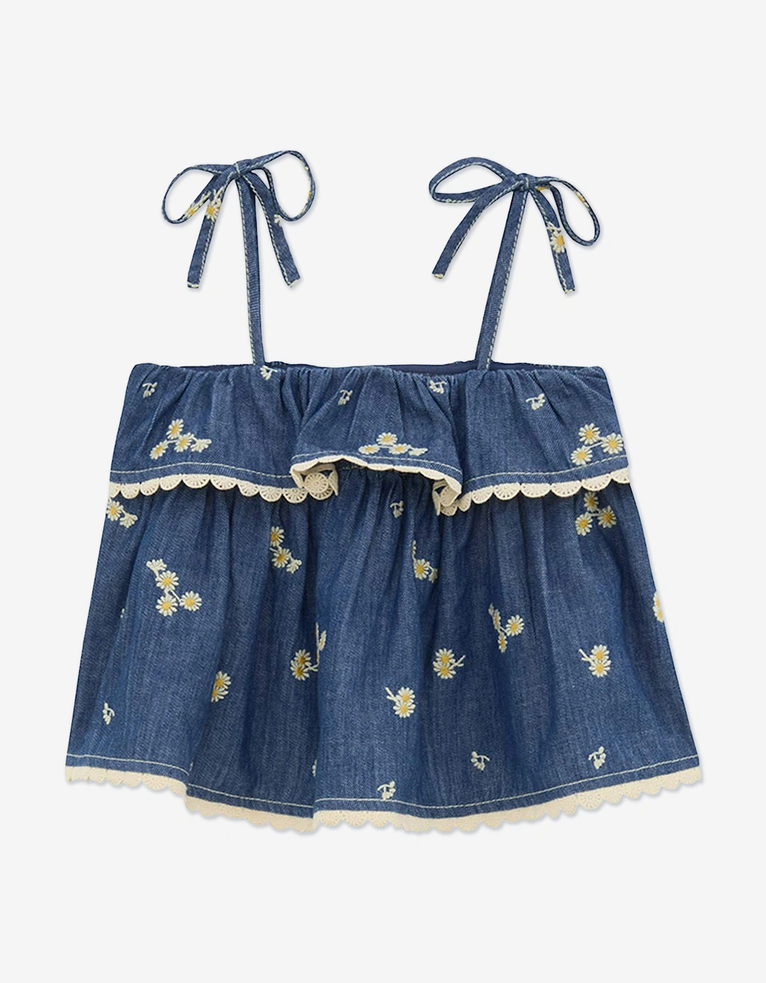Girls Lucky Denim Top in Blue, 5 of 4