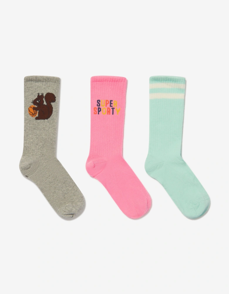 Kids Super Sporty 3 Pack Socks Set in Multicolour