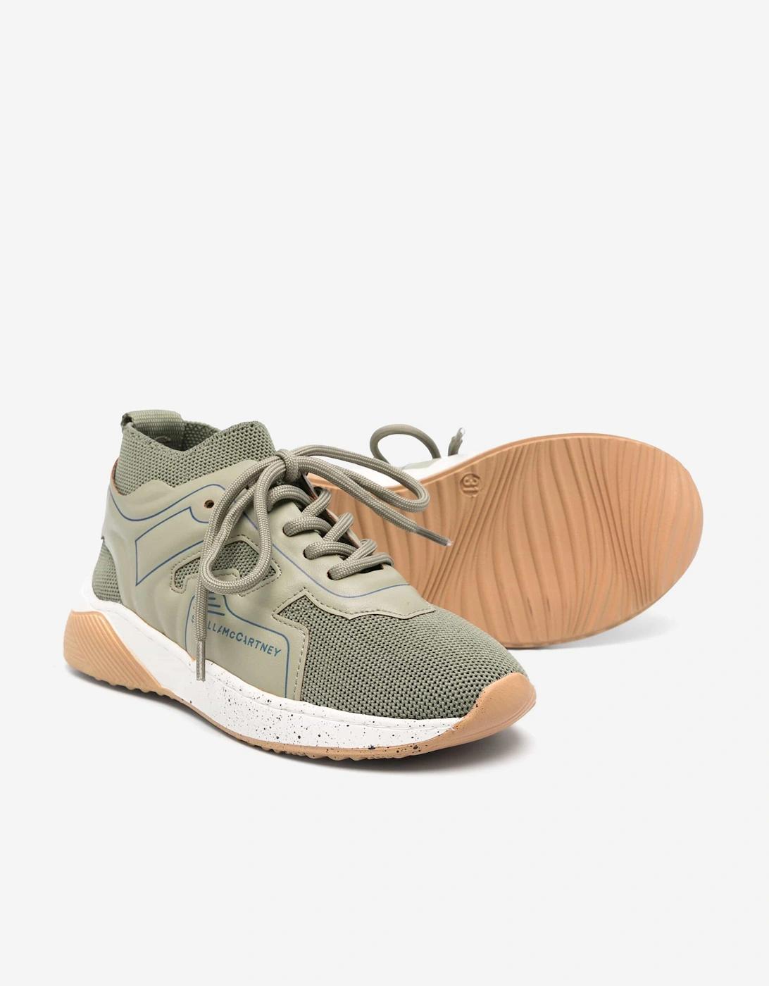 Kids Lace Up Sock Trainers in Green