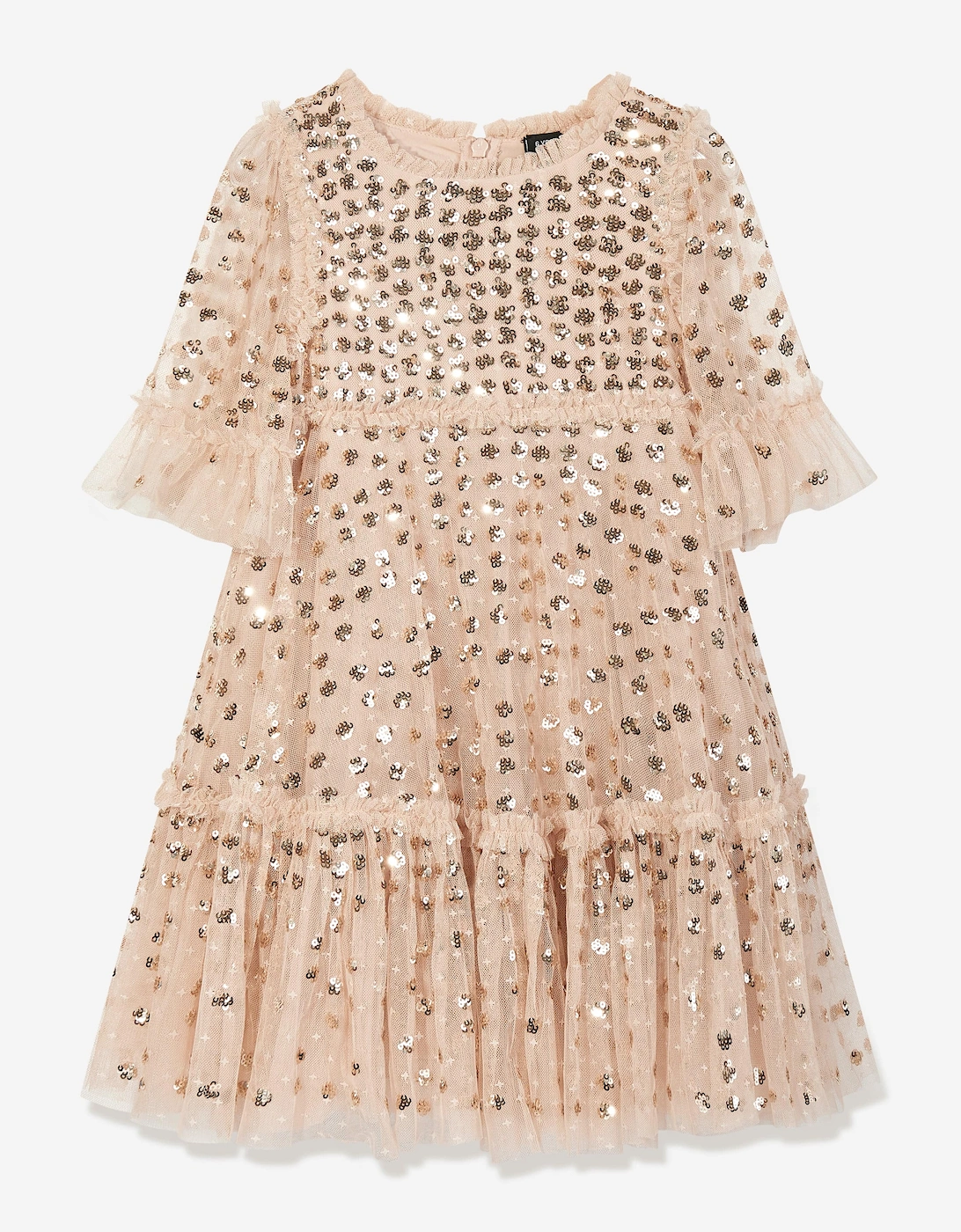 Girls Raindrop Sequin Dress in Gold, 5 of 4
