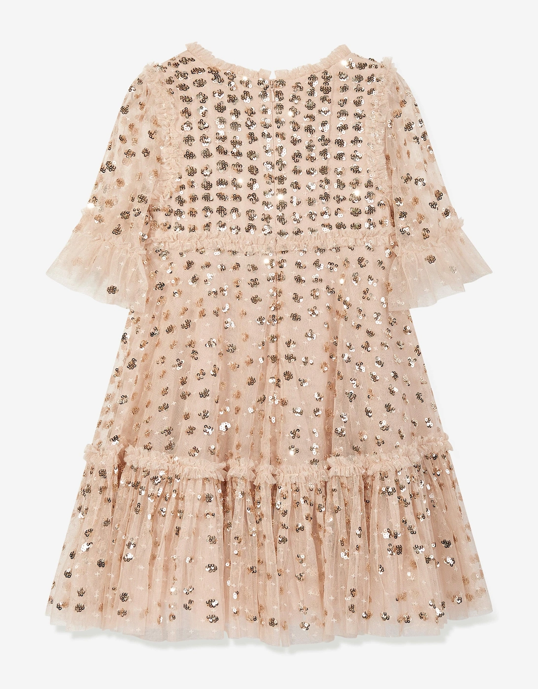 Girls Raindrop Sequin Dress in Gold