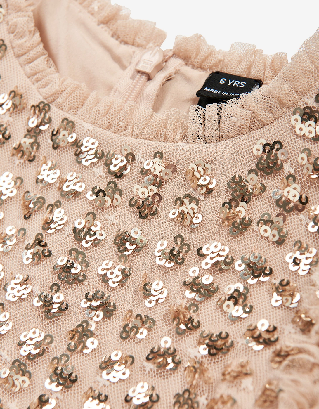 Girls Raindrop Sequin Dress in Gold