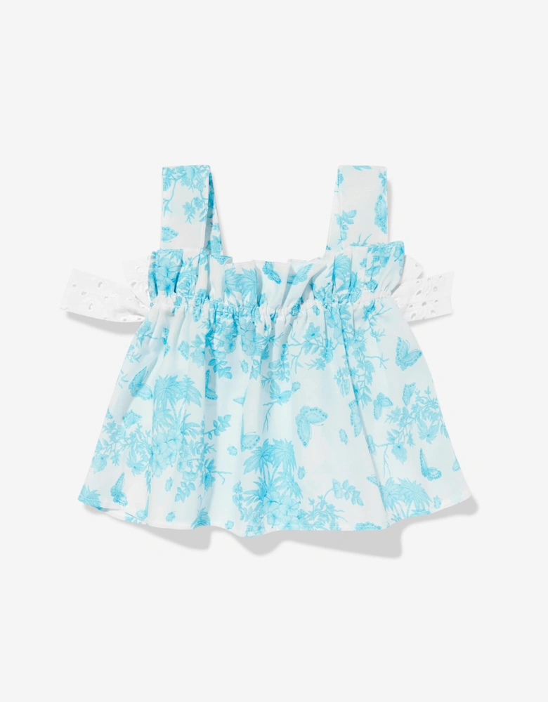 Girls Butterflies Sleeveless Top in Blue