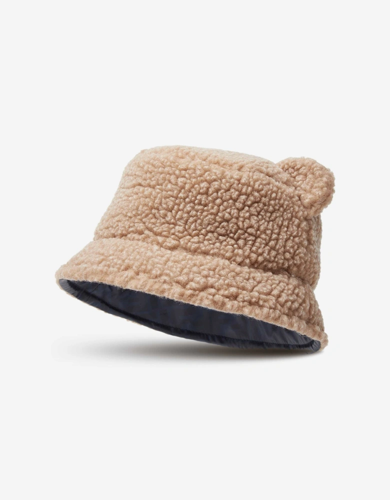 Kids Teddy Fleece Bucket Hat in Beige
