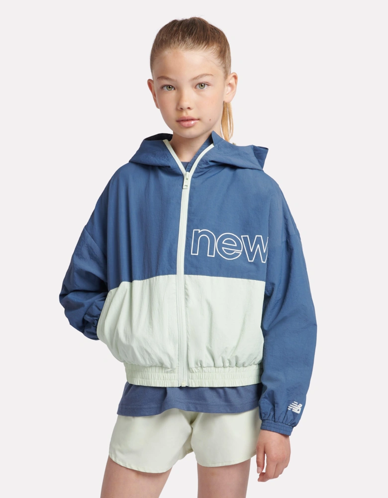 Girls Athletics Mesh Lined Windbreaker in Blue