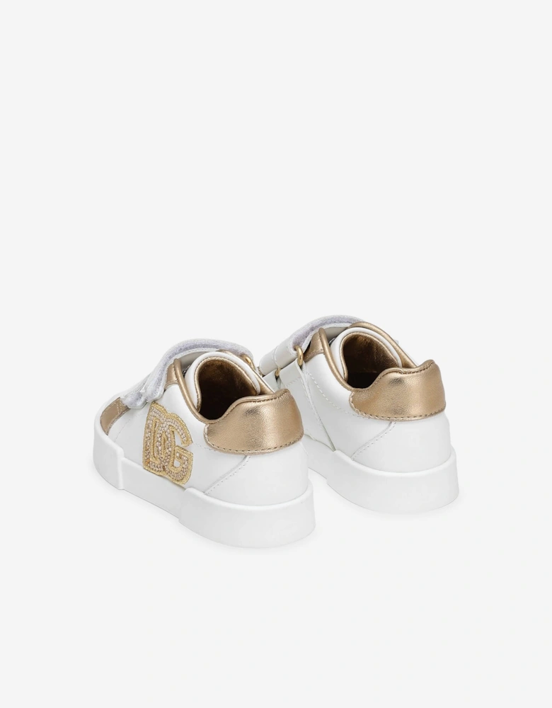 Girls Leather Logo Trainers in White