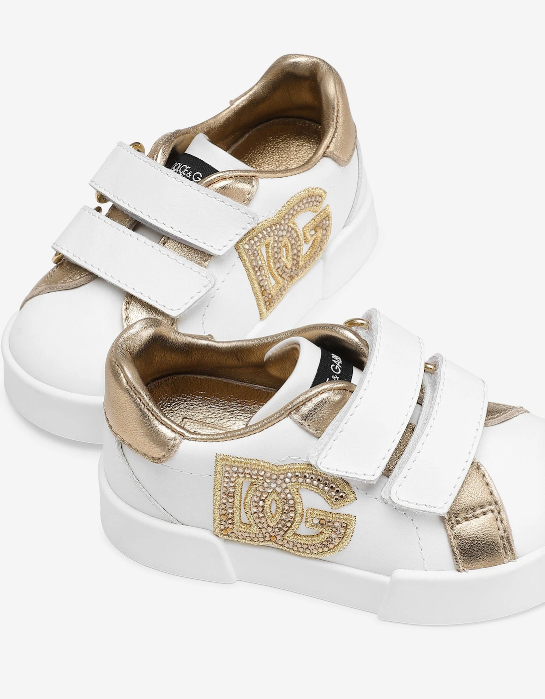 Girls Leather Logo Trainers in White
