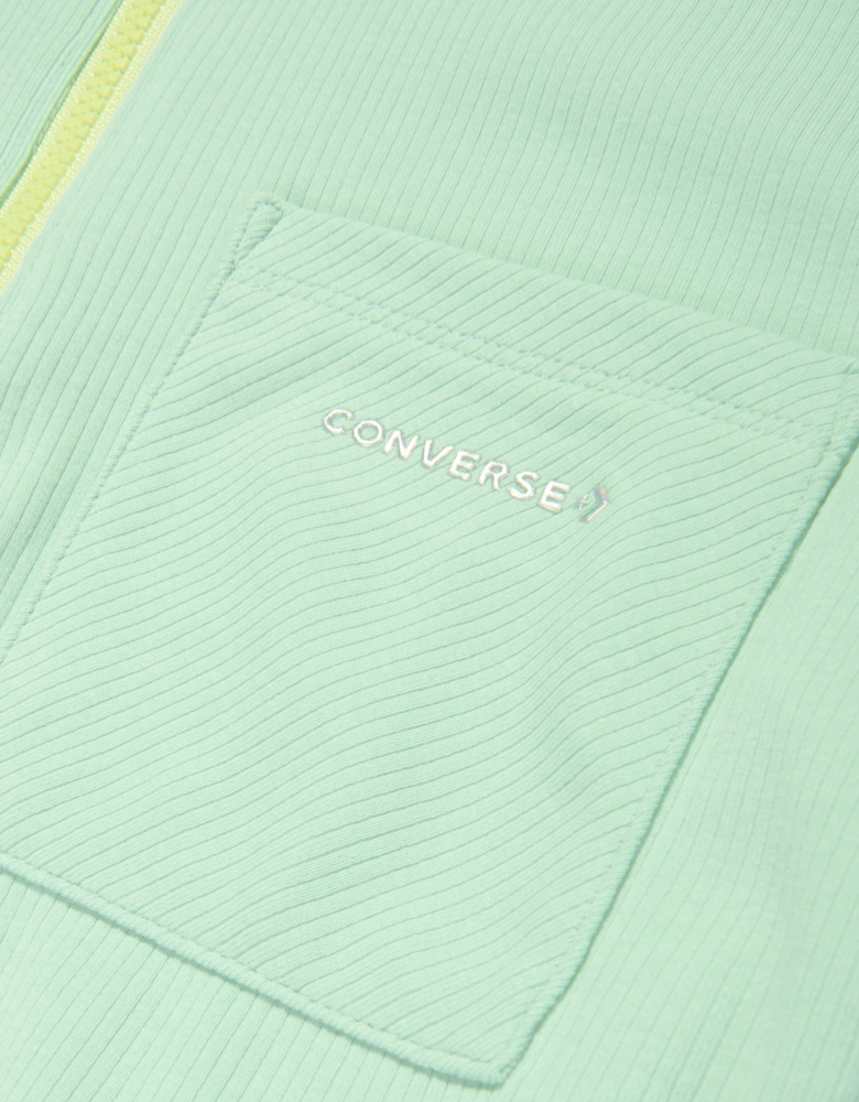 Girls Full Zip Rib Jacket in Green