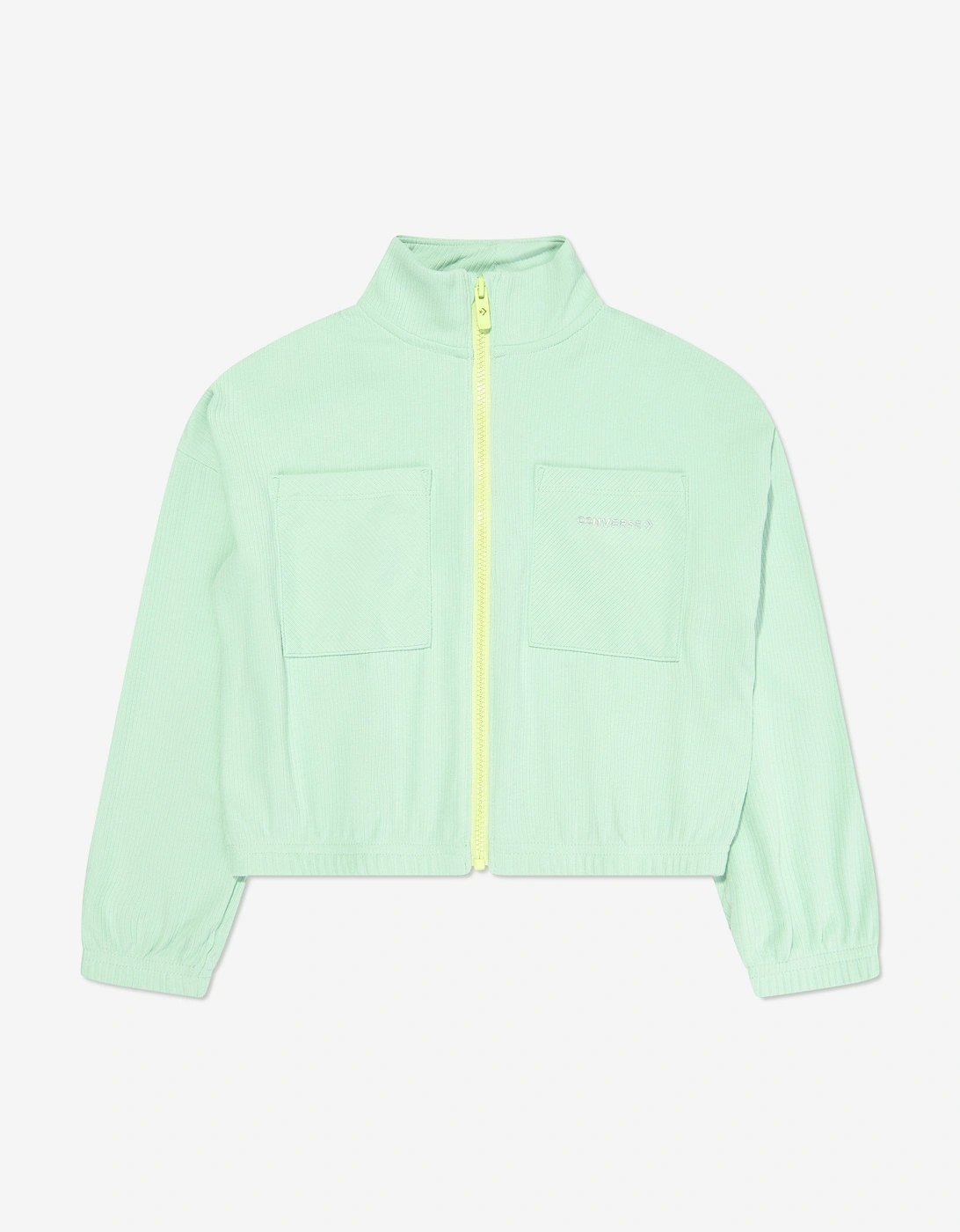 Girls Full Zip Rib Jacket in Green, 5 of 4