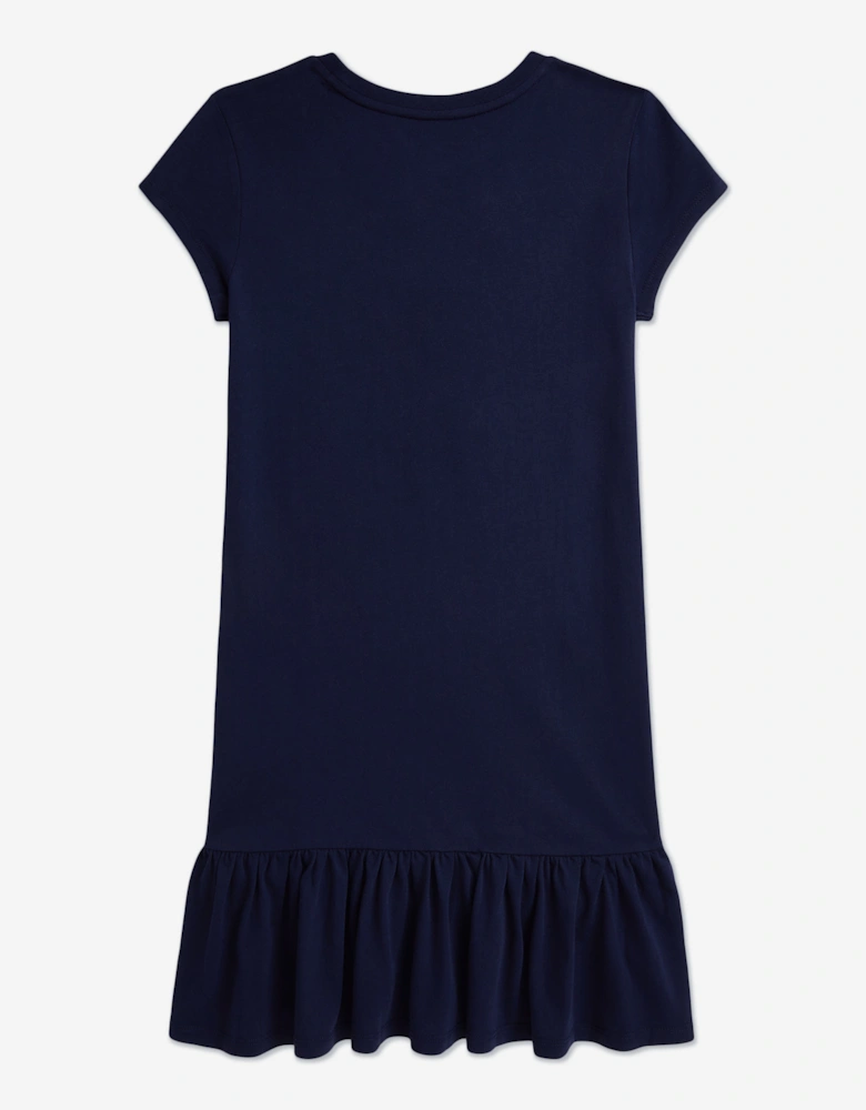 Girls Sparkler Polo Bear Jersey Dress in Navy