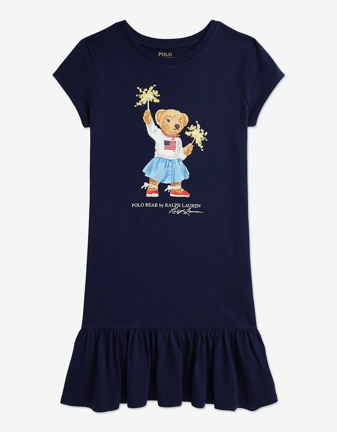 Girls Sparkler Polo Bear Jersey Dress in Navy, 5 of 4