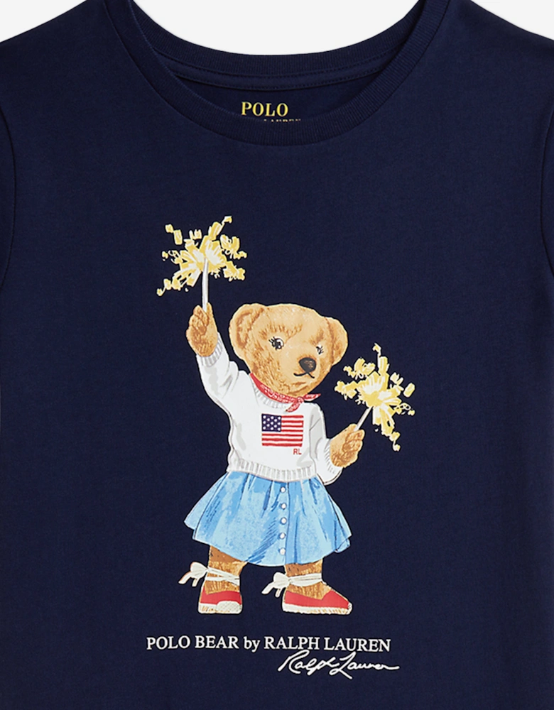 Girls Sparkler Polo Bear Jersey Dress in Navy