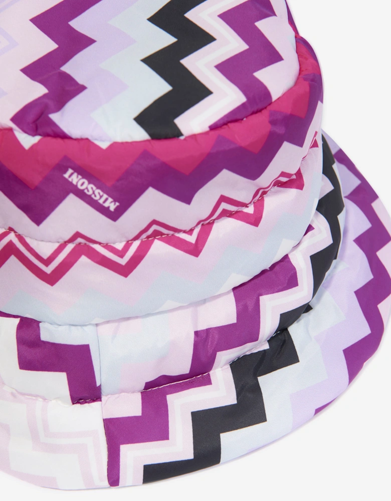 Girls Zigzag Bucket Hat in Pink