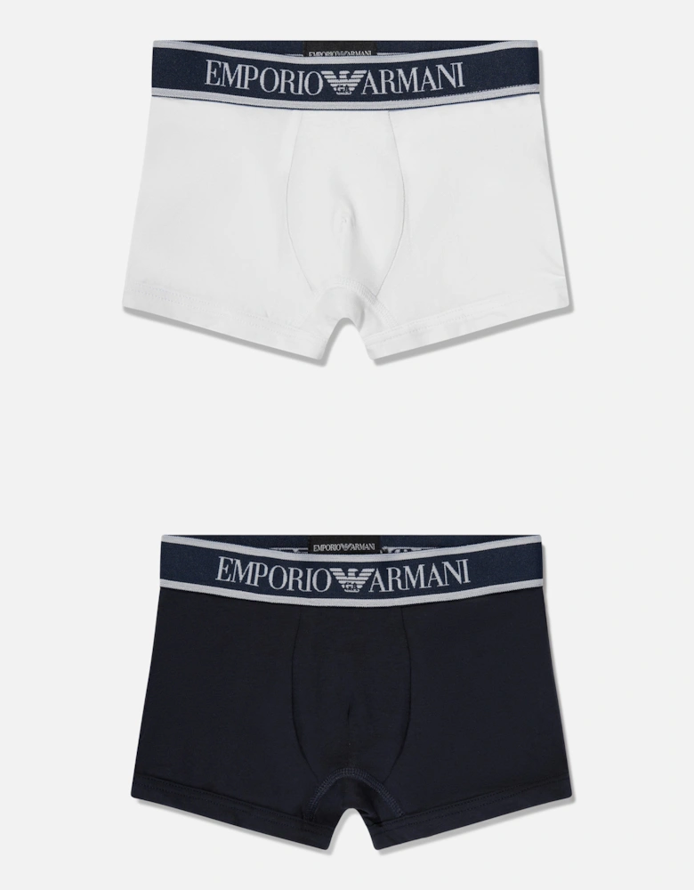 Boys 2 Pack Boxer Shorts Set in White