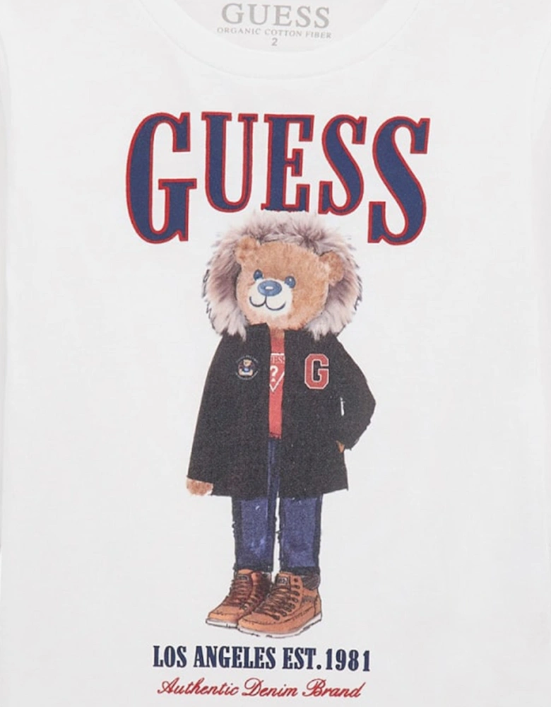Boys Long Sleeve Bear T-Shirt in White