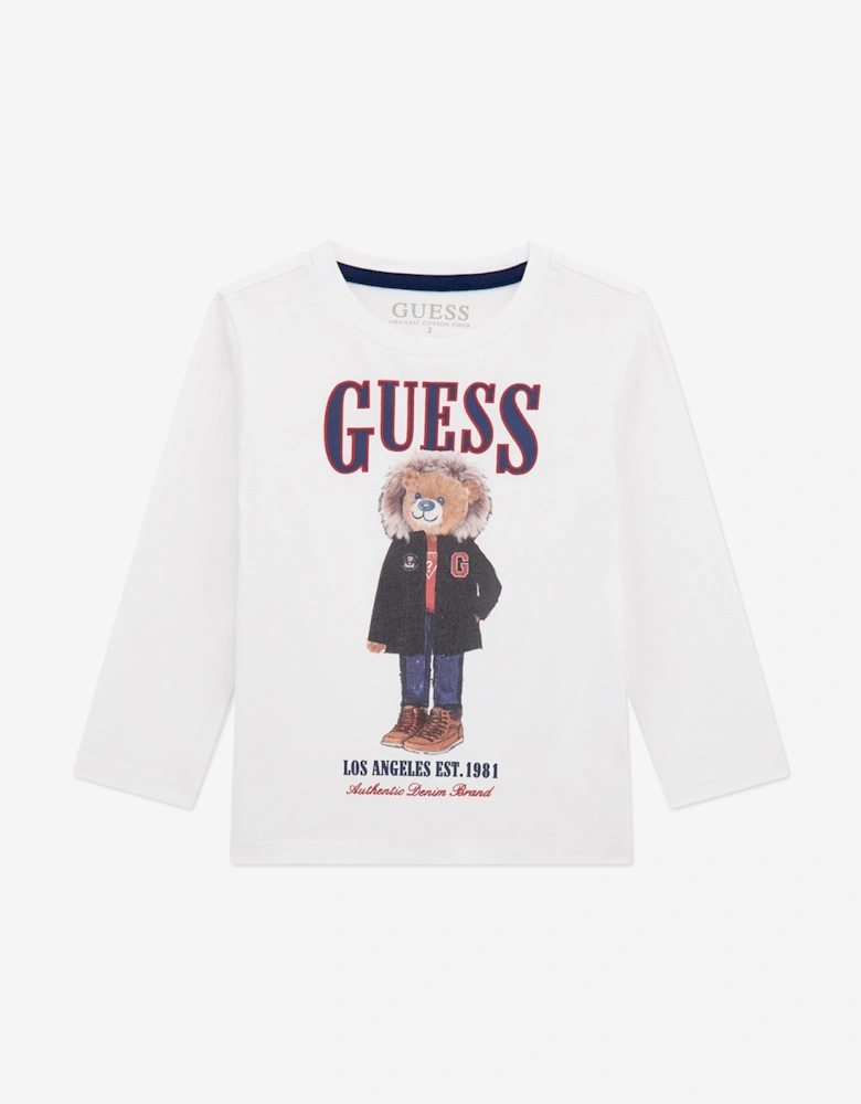 Boys Long Sleeve Bear T-Shirt in White