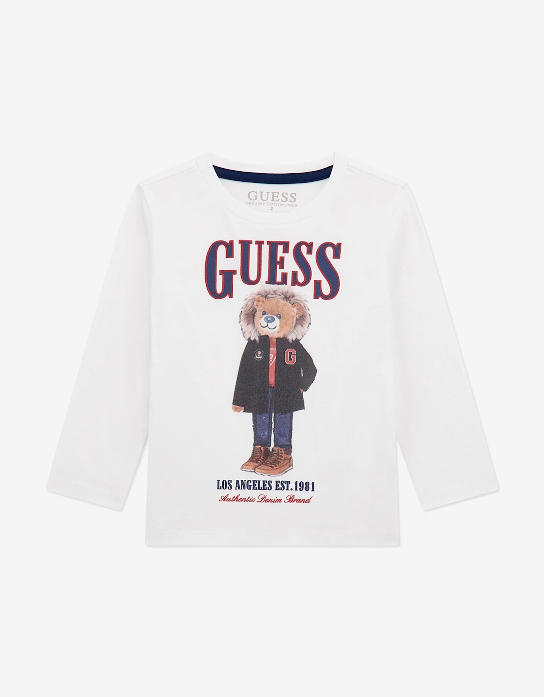 Boys Long Sleeve Bear T-Shirt in White, 5 of 4