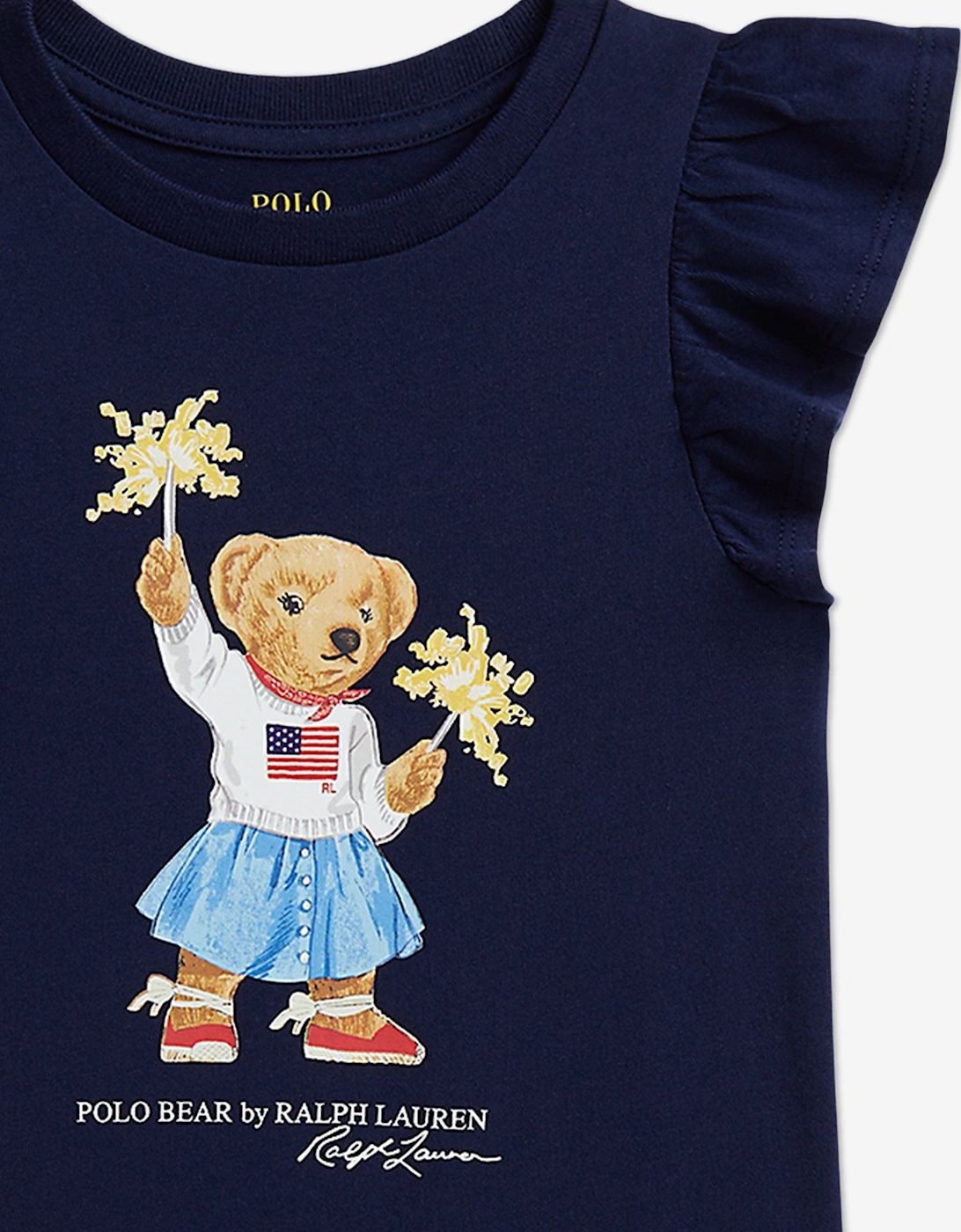 Girls Sparkler Polo Bear Jersey Dress in Navy