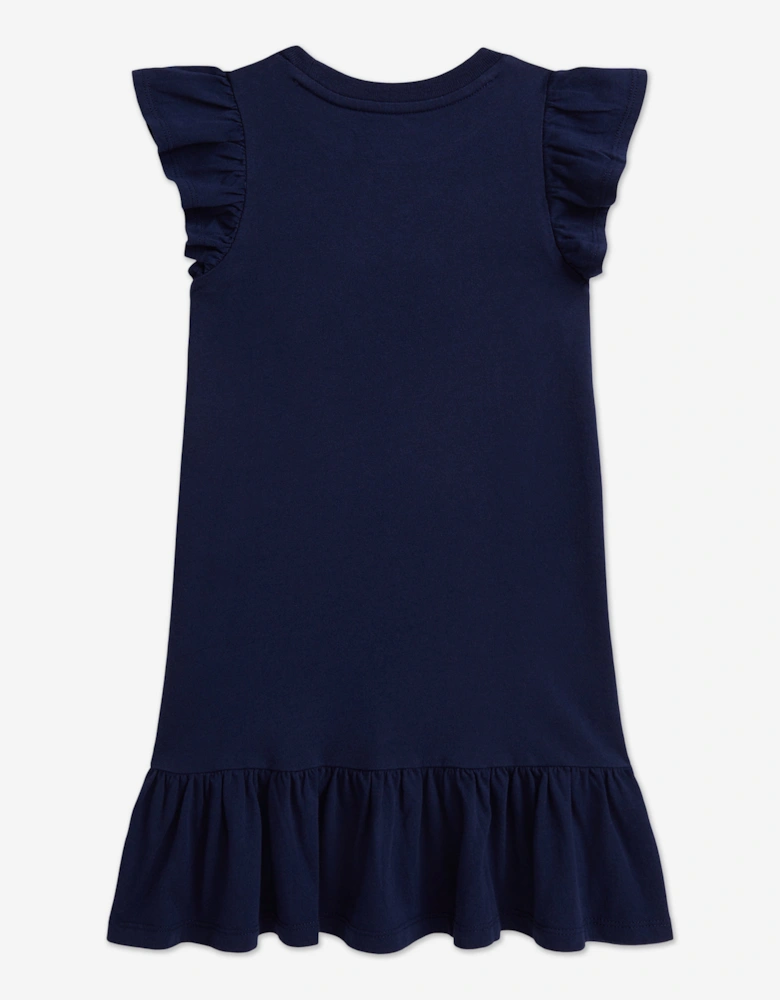 Girls Sparkler Polo Bear Jersey Dress in Navy