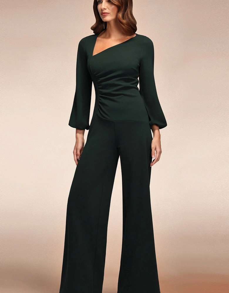 Ruched Jumpsuit with Sleeves