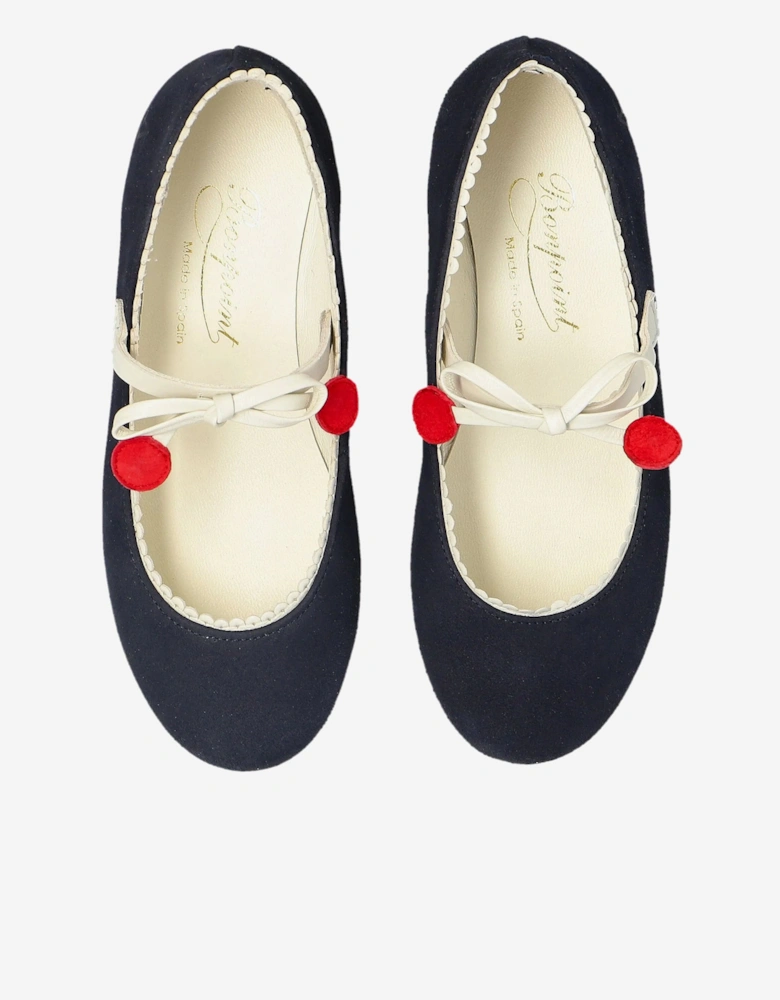 Girls Leather Emilda Ballerinas in Navy