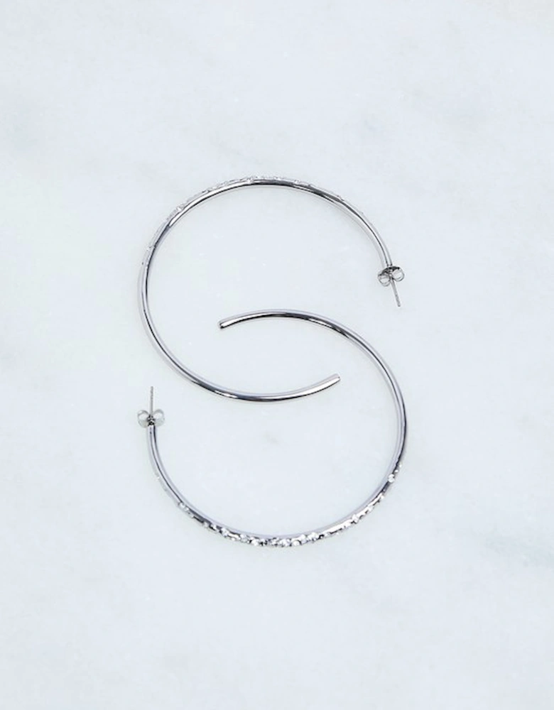 Hand Set European Crystal Sprinkle Large Hoop Earrings