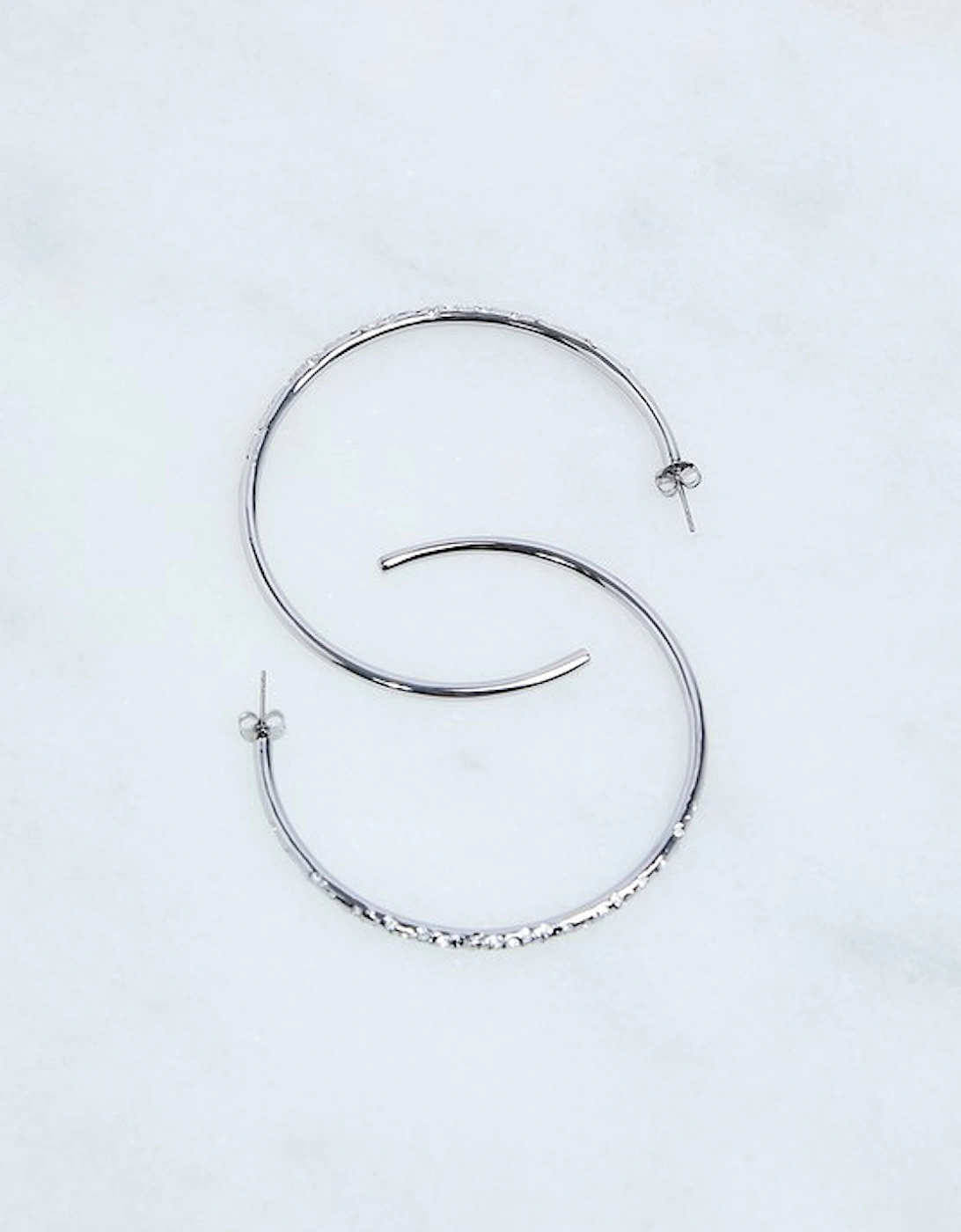 Hand Set European Crystal Sprinkle Large Hoop Earrings