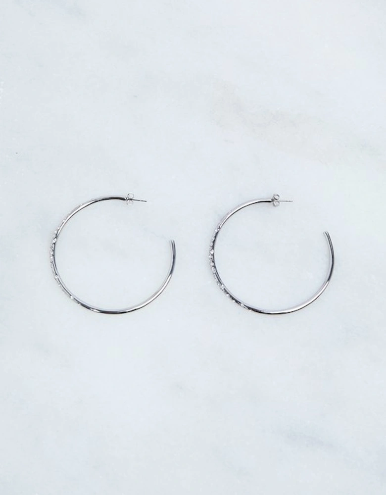 Hand Set European Crystal Sprinkle Large Hoop Earrings
