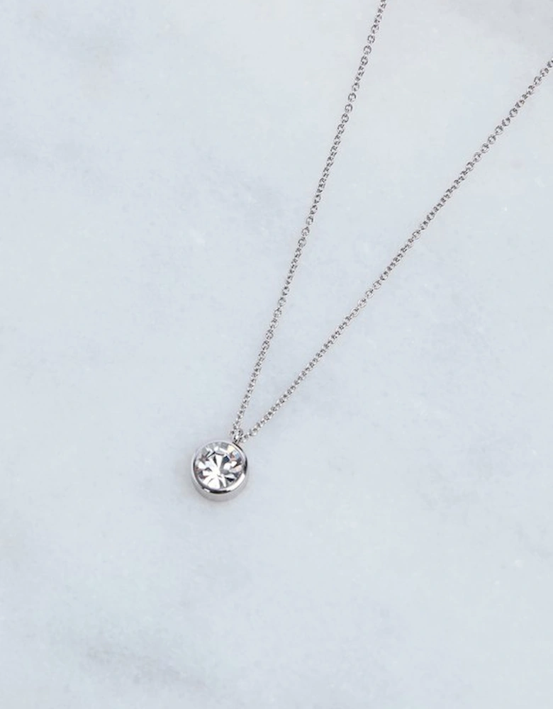 Hand Set European Crystal Solitaire Pendant