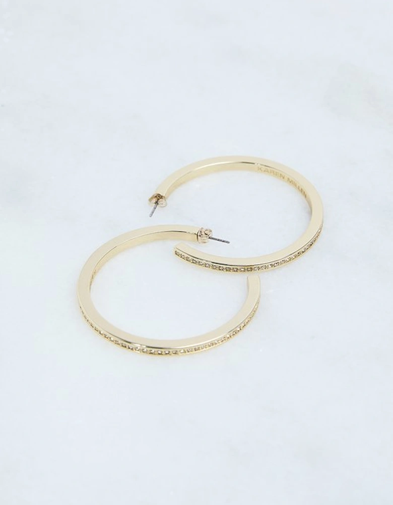 Hand Set European Crystal Large Hoop Earrings