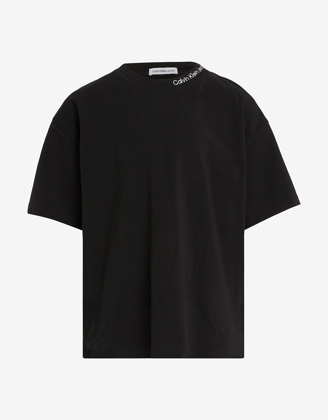 Boys Neck Embroidered Relaxed T-Shirt in Black, 5 of 4