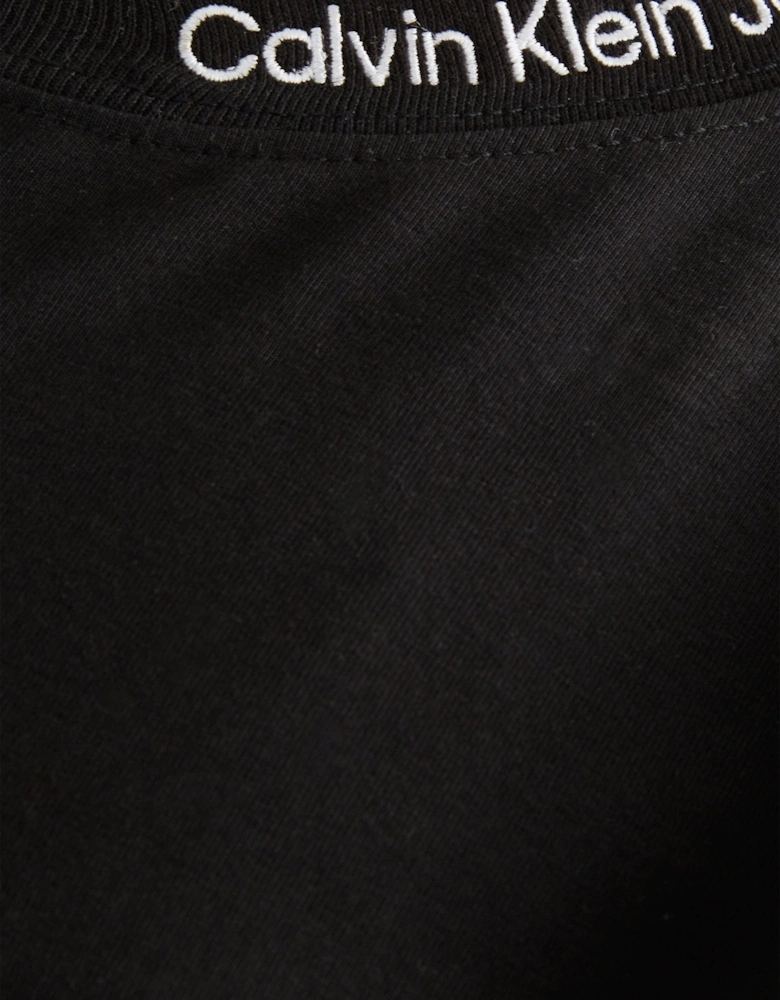 Boys Neck Embroidered Relaxed T-Shirt in Black