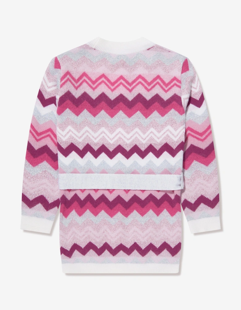 Girls Zigzag Cardigan in Pink