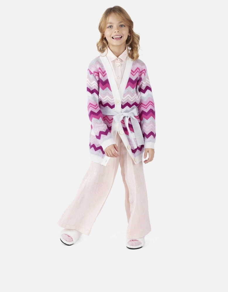 Girls Zigzag Cardigan in Pink