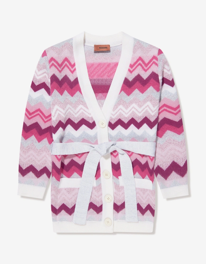 Girls Zigzag Cardigan in Pink