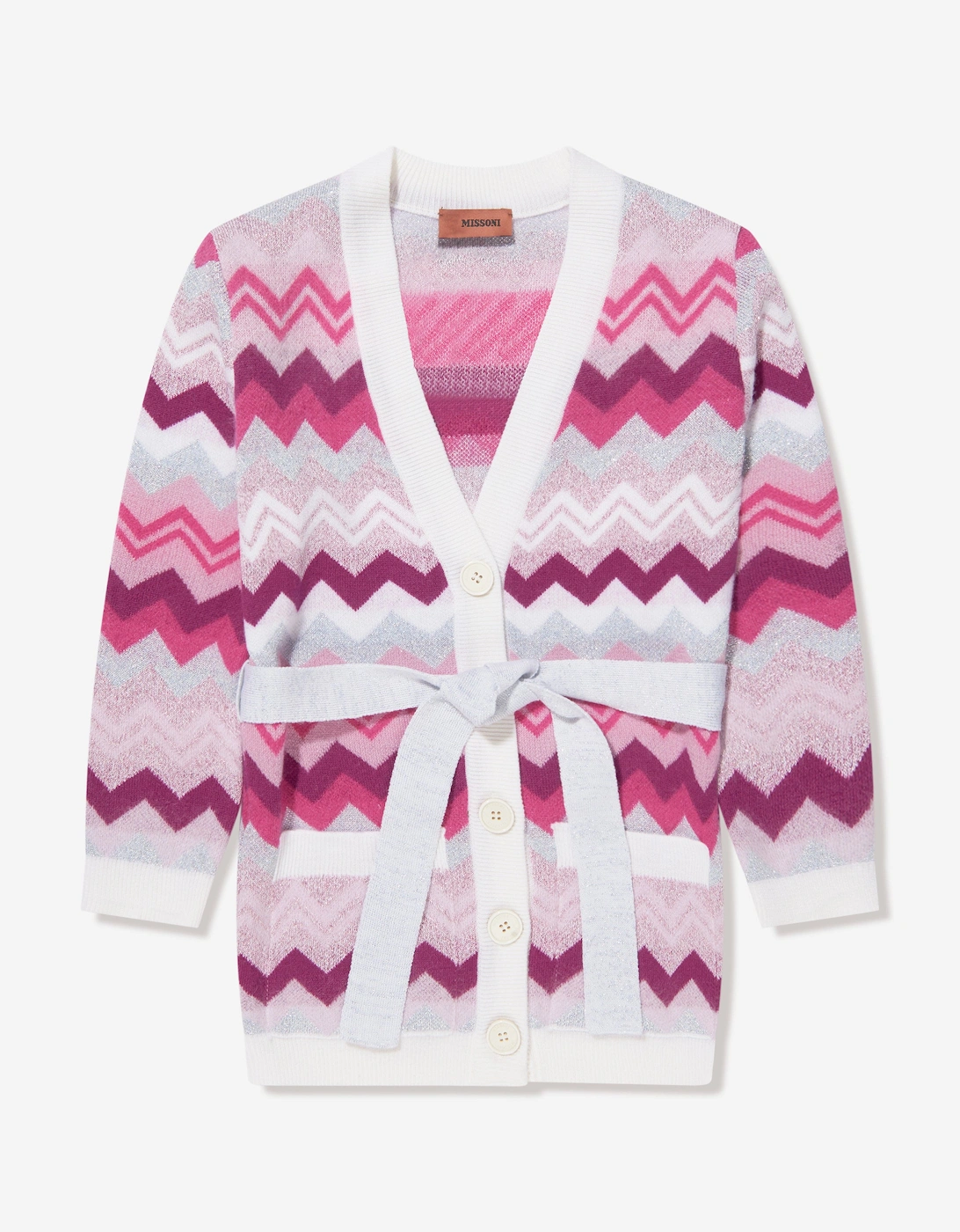Girls Zigzag Cardigan in Pink, 6 of 5