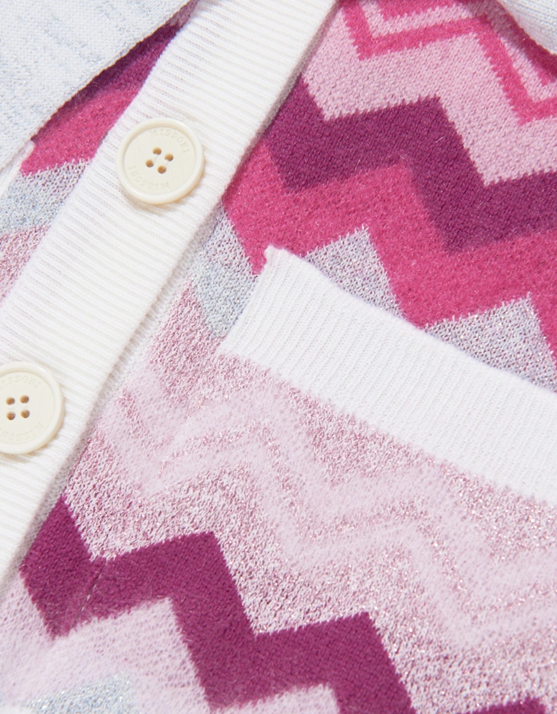 Girls Zigzag Cardigan in Pink
